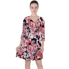 Textured Floral Collage Ruffle Dress