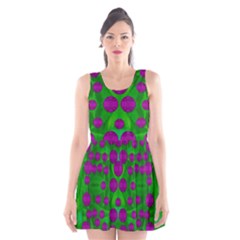 The Pixies Dance On Green In Peace Scoop Neck Skater Dress by pepitasart