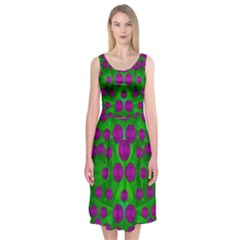 The Pixies Dance On Green In Peace Midi Sleeveless Dress by pepitasart