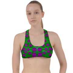 The Pixies Dance On Green In Peace Criss Cross Racerback Sports Bra by pepitasart