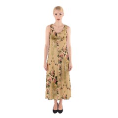 Vintage Floral Pattern Sleeveless Maxi Dress