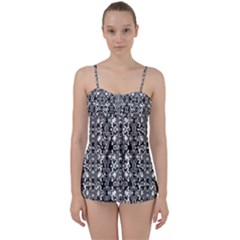 Dark Camo Style Design Babydoll Tankini Set