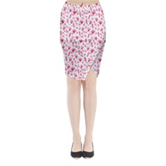 Watercolor Spring Flowers Pattern Midi Wrap Pencil Skirt