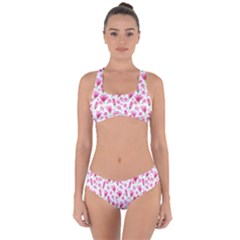 Watercolor Spring Flowers Pattern Criss Cross Bikini Set