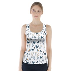 Spring Flowers And Birds Pattern Racer Back Sports Top