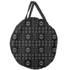 Dark Ethnic Stars Motif Pattern Giant Round Zipper Tote by dflcprints