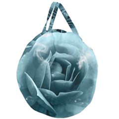 Beautiful Blue Roses With Water Drops Giant Round Zipper Tote by FantasyWorld7