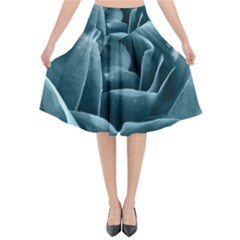 Beautiful Blue Roses With Water Drops Flared Midi Skirt by FantasyWorld7
