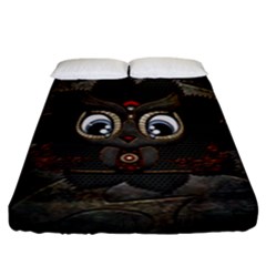 Wonderful Cute  Steampunk Owl Fitted Sheet (king Size) by FantasyWorld7