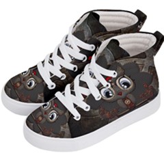 Wonderful Cute  Steampunk Owl Kid s Hi-top Skate Sneakers by FantasyWorld7