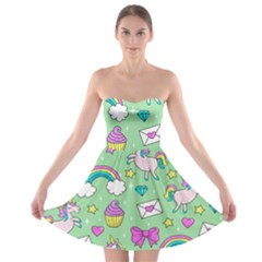 Cute Unicorn Pattern Strapless Bra Top Dress by Valentinaart