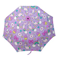 Cute Unicorn Pattern Folding Umbrellas by Valentinaart