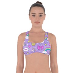 Cute Unicorn Pattern Got No Strings Sports Bra by Valentinaart