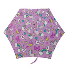 Cute Unicorn Pattern Mini Folding Umbrellas by Valentinaart