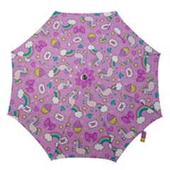 Cute Unicorn Pattern Hook Handle Umbrellas (large) by Valentinaart