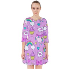 Cute Unicorn Pattern Smock Dress by Valentinaart