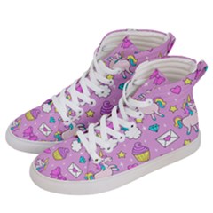 Cute Unicorn Pattern Men s Hi-top Skate Sneakers by Valentinaart