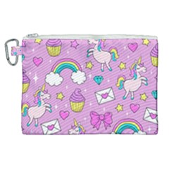 Cute Unicorn Pattern Canvas Cosmetic Bag (xl) by Valentinaart