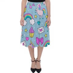 Cute Unicorn Pattern Folding Skater Skirt by Valentinaart