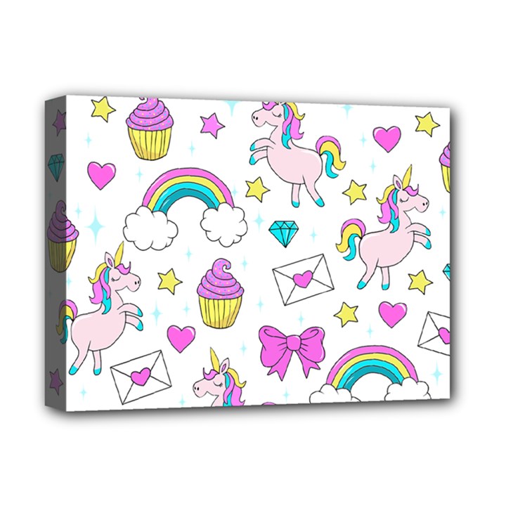 Cute Unicorn Pattern Deluxe Canvas 16  x 12  