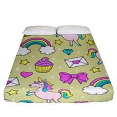 Cute Unicorn Pattern Fitted Sheet (queen Size) by Valentinaart