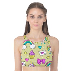 Cute Unicorn Pattern Tank Bikini Top by Valentinaart