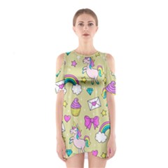 Cute Unicorn Pattern Shoulder Cutout One Piece by Valentinaart