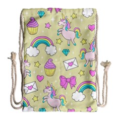 Cute Unicorn Pattern Drawstring Bag (large) by Valentinaart