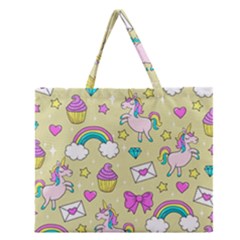 Cute Unicorn Pattern Zipper Large Tote Bag by Valentinaart