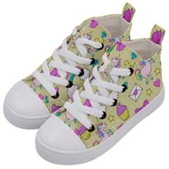 Cute Unicorn Pattern Kid s Mid-top Canvas Sneakers by Valentinaart