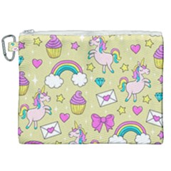 Cute Unicorn Pattern Canvas Cosmetic Bag (xxl) by Valentinaart