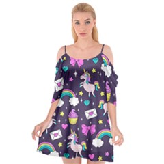 Cute Unicorn Pattern Cutout Spaghetti Strap Chiffon Dress by Valentinaart