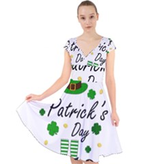 St Patricks Leprechaun Cap Sleeve Front Wrap Midi Dress by Valentinaart