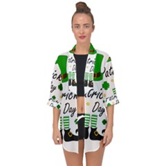 St Patricks Leprechaun Open Front Chiffon Kimono by Valentinaart