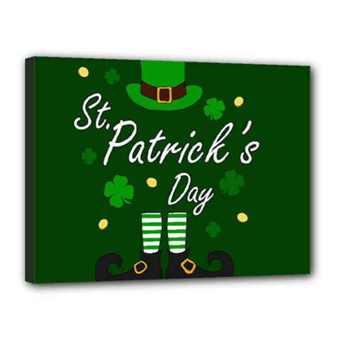 St Patricks Leprechaun Canvas 16  X 12  by Valentinaart