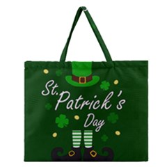 St Patricks Leprechaun Zipper Large Tote Bag by Valentinaart