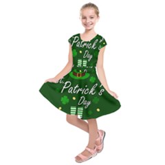 St Patricks Leprechaun Kids  Short Sleeve Dress by Valentinaart