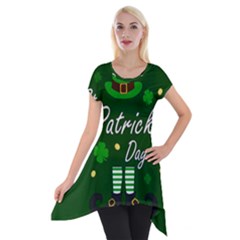 St Patricks Leprechaun Short Sleeve Side Drop Tunic by Valentinaart