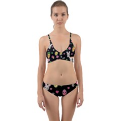 Easter Kawaii Pattern Wrap Around Bikini Set by Valentinaart
