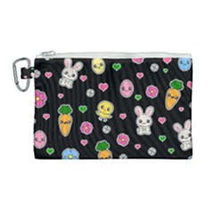 Easter Kawaii Pattern Canvas Cosmetic Bag (large) by Valentinaart