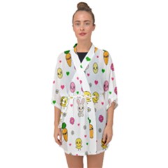 Easter Kawaii Pattern Half Sleeve Chiffon Kimono by Valentinaart