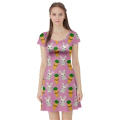 Easter Kawaii Pattern Short Sleeve Skater Dress by Valentinaart