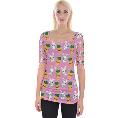 Easter Kawaii Pattern Wide Neckline Tee by Valentinaart