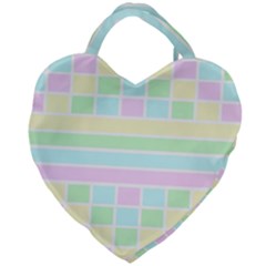 Geometric Pastel Design Baby Pale Giant Heart Shaped Tote