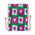 Pink Hearts Valentine Love Checks Drawstring Bag (Small) View1