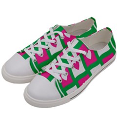Pink Hearts Valentine Love Checks Women s Low Top Canvas Sneakers