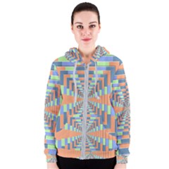 Fabric 3d Color Blocking Depth Women s Zipper Hoodie by Nexatart