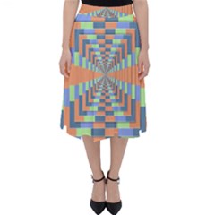 Fabric 3d Color Blocking Depth Folding Skater Skirt by Nexatart