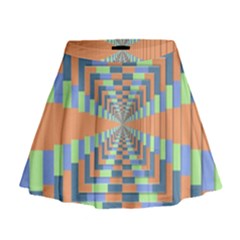 Fabric 3d Color Blocking Depth Mini Flare Skirt by Nexatart