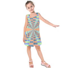 Fabric 3d Color Blocking Depth Kids  Sleeveless Dress by Nexatart